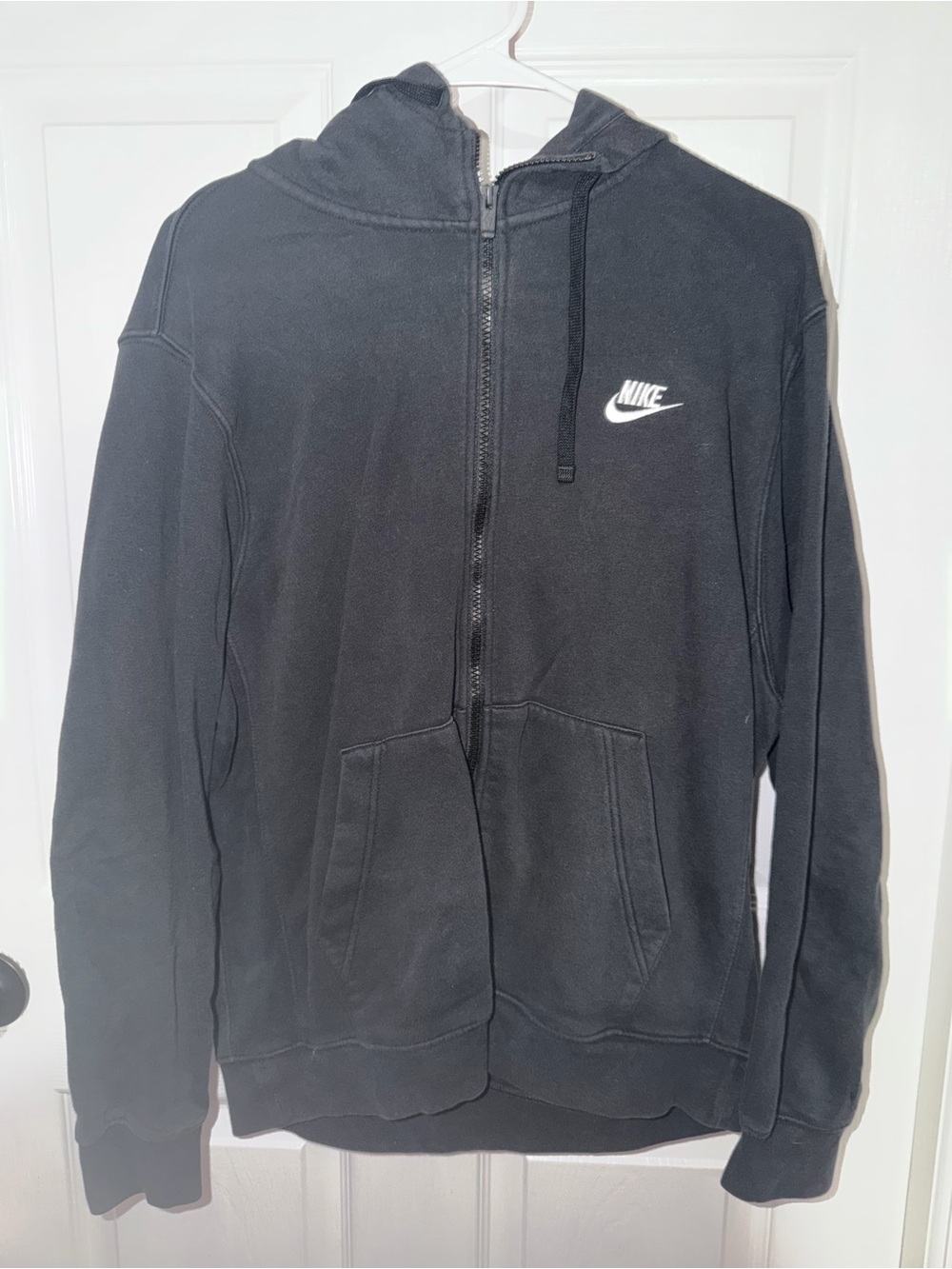 Nike Black Full-Zip Hoodie with White Swoosh